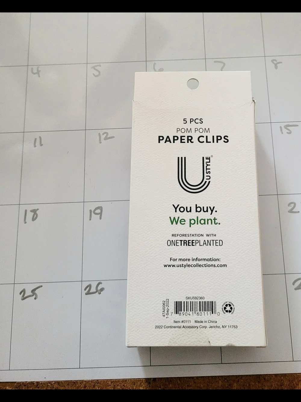 2pks Pom Pom Paper Clips-Gold Clips with Pink, Gray, Blue, Cream, Brown Pom Poms
